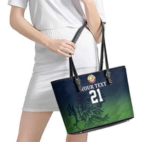Custom Qatar Cricket Leather Tote Bag Green Sporty Pattern - Wonder Print Shop