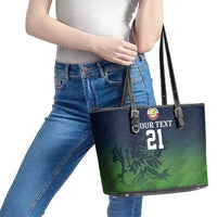 Custom Qatar Cricket Leather Tote Bag Green Sporty Pattern - Wonder Print Shop