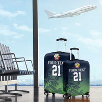 Custom Qatar Cricket Luggage Cover Green Sporty Pattern - Wonder Print Shop