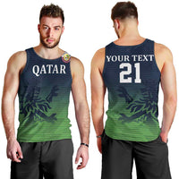 Custom Qatar Cricket Men Tank Top Green Sporty Pattern - Wonder Print Shop