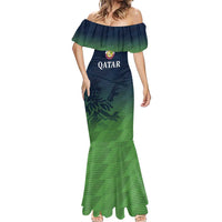 Custom Qatar Cricket Mermaid Dress Green Sporty Pattern - Wonder Print Shop