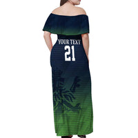 Custom Qatar Cricket Off Shoulder Maxi Dress Green Sporty Pattern - Wonder Print Shop