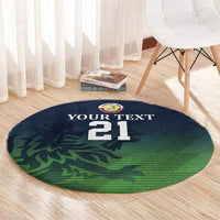 Custom Qatar Cricket Round Carpet Green Sporty Pattern