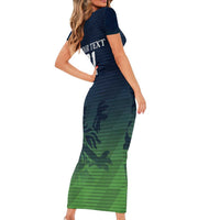 Custom Qatar Cricket Short Sleeve Bodycon Dress Green Sporty Pattern - Wonder Print Shop