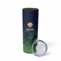 Custom Qatar Cricket Skinny Tumbler Green Sporty Pattern - Wonder Print Shop