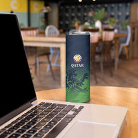 Custom Qatar Cricket Skinny Tumbler Green Sporty Pattern - Wonder Print Shop