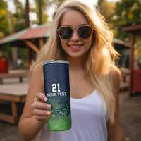 Custom Qatar Cricket Skinny Tumbler Green Sporty Pattern - Wonder Print Shop