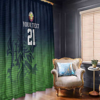 Custom Qatar Cricket Window Curtain Green Sporty Pattern - Wonder Print Shop