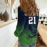 Custom Qatar Cricket Women Casual Shirt Green Sporty Pattern - Wonder Print Shop