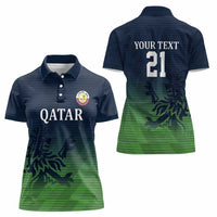 Custom Qatar Cricket Women Polo Shirt Green Sporty Pattern - Wonder Print Shop