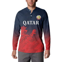 Custom Qatar Cricket Button Sweatshirt Red Sporty Pattern LT9 - Wonder Print Shop
