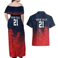 Custom Qatar Cricket Couples Matching Off Shoulder Maxi Dress and Hawaiian Shirt Red Sporty Pattern LT9 - Wonder Print Shop