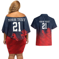 Custom Qatar Cricket Couples Matching Off Shoulder Short Dress and Hawaiian Shirt Red Sporty Pattern LT9 - Wonder Print Shop
