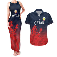 Custom Qatar Cricket Couples Matching Tank Maxi Dress and Hawaiian Shirt Red Sporty Pattern LT9 - Wonder Print Shop