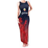 Custom Qatar Cricket Family Matching Tank Maxi Dress and Hawaiian Shirt Red Sporty Pattern - Wonder Print Shop