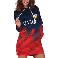 Custom Qatar Cricket Hoodie Dress Red Sporty Pattern - Wonder Print Shop