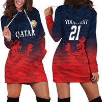 Custom Qatar Cricket Hoodie Dress Red Sporty Pattern - Wonder Print Shop