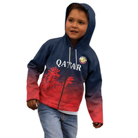 Custom Qatar Cricket Kid Hoodie Red Sporty Pattern - Wonder Print Shop