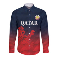 Custom Qatar Cricket Long Sleeve Button Shirt Red Sporty Pattern - Wonder Print Shop
