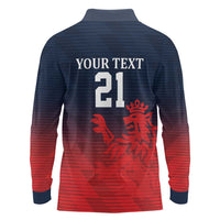 Custom Qatar Cricket Long Sleeve Polo Shirt Red Sporty Pattern - Wonder Print Shop