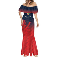 Custom Qatar Cricket Mermaid Dress Red Sporty Pattern - Wonder Print Shop
