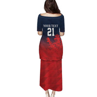 Custom Qatar Cricket Puletasi Red Sporty Pattern - Wonder Print Shop