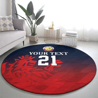 Custom Qatar Cricket Round Carpet Red Sporty Pattern