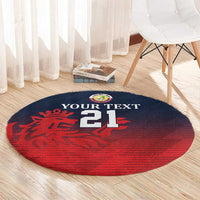Custom Qatar Cricket Round Carpet Red Sporty Pattern