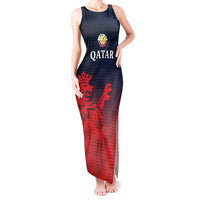 Custom Qatar Cricket Tank Maxi Dress Red Sporty Pattern - Wonder Print Shop