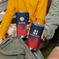 Custom Qatar Cricket Tumbler Cup Red Sporty Pattern - Wonder Print Shop