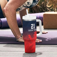 Custom Qatar Cricket Tumbler With Handle Red Sporty Pattern - Wonder Print Shop