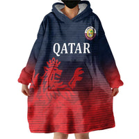Custom Qatar Cricket Wearable Blanket Hoodie Red Sporty Pattern - Wonder Print Shop