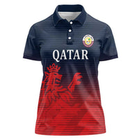 Custom Qatar Cricket Women Polo Shirt Red Sporty Pattern - Wonder Print Shop