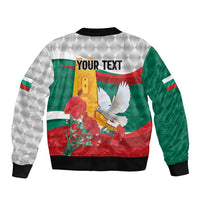 Bulgaria Liberation Personalized Sleeve Zip Bomber Jacket Suedinenieto Pravi Silata