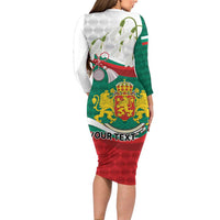 Republic of Bulgaria Personalized Long Sleeve Bodycon Dress Crowned Golden Lion Suedinenieto Pravi Silata