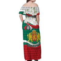 Republic of Bulgaria Personalized Off Shoulder Maxi Dress Crowned Golden Lion Suedinenieto Pravi Silata
