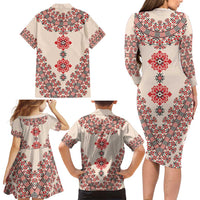 Baba Marta Day Martenitsa Family Matching Long Sleeve Bodycon Dress and Hawaiian Shirt Traditional Bulgarian Embroidery