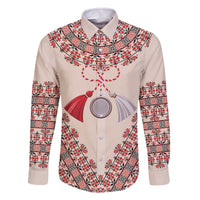 Baba Marta Day Martenitsa Family Matching Off The Shoulder Long Sleeve Dress and Hawaiian Shirt Traditional Bulgarian Embroidery