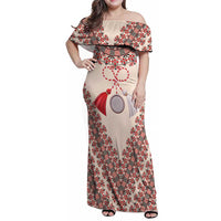 Baba Marta Day Martenitsa Family Matching Off Shoulder Maxi Dress and Hawaiian Shirt Traditional Bulgarian Embroidery