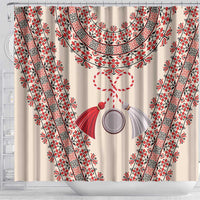 Baba Marta Day Martenitsa Shower Curtain Traditional Bulgarian Embroidery