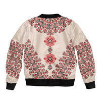 Baba Marta Day Martenitsa Sleeve Zip Bomber Jacket Traditional Bulgarian Embroidery
