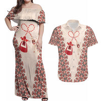 Bulgarian Martenitsa Couples Matching Off Shoulder Maxi Dress and Hawaiian Shirt Tradition March 1st Chestita Baba Marta