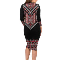 Martenitsa Martisor Day Long Sleeve Bodycon Dress Traditional Romanian Folk Art