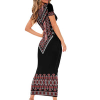 Martenitsa Martisor Day Short Sleeve Bodycon Dress Traditional Romanian Folk Art