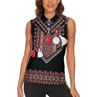 Martenitsa Martisor Day Women Sleeveless Polo Shirt Traditional Romanian Folk Art