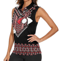 Martenitsa Martisor Day Women Sleeveless Polo Shirt Traditional Romanian Folk Art