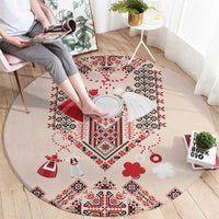 Vintage Martisor Day Martenitsa Round Carpet Traditional Romanian Embroidery No1