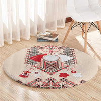 Vintage Martisor Day Martenitsa Round Carpet Traditional Romanian Embroidery No1