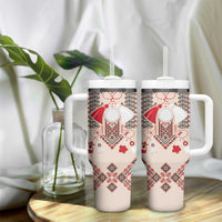 Vintage Martisor Day Martenitsa Tumbler With Handle Traditional Romanian Embroidery No1