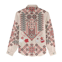 Vintage Martisor Day Martenitsa Women Casual Shirt Traditional Romanian Embroidery No1